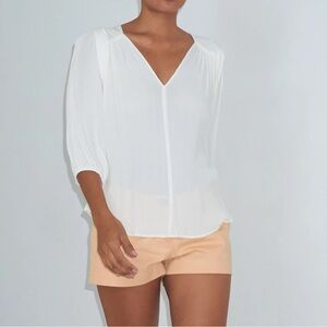 Daun & Co 2 off white TRANSIT 3/4 SLEEVE TOP Crinkled Rayon blouse